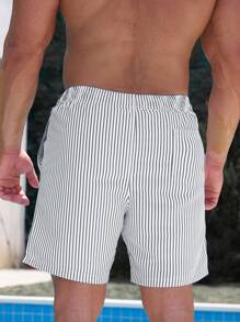 Manfinity Swimmode Pantalones cortos de baño para hombres con rayas verticales y cordón ajustable, verano - Multicolor - Ver 2