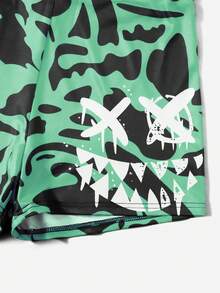 Flirla 大尺碼卡通印花圓領短上衣和短褲運動休閒夏季兩件套裝 - 薄荷綠 - 查看 6