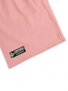 Manfinity Homme 男士拼接抽绳腰宽松短裤，粉色 - 粉色 - 查看 5