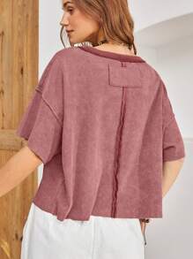 Bohemela 女士圓領純色下垂蝶翼短袖t恤