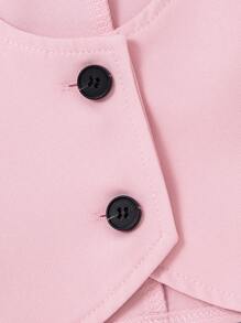 年轻女孩休闲时尚露脐上衣套装，包含外套和裤子，适合日常穿着、参加派对、演出等场合。春夏两季皆宜。 - 粉色 - 查看 8