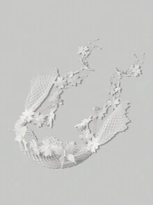 SHEIN Belle 1 Stück eleganter und luxuriöser Haarreif mit 3D Blumenmuster, Quasten und Perlen/Perlen Verzierung, geeignet für Hochzeit, Flitterwochen und Party Haarband, Turban Haarband, Stirnband - Weiss - Übersicht 6