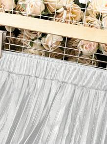 Calvaya 大尺碼女用金屬色百褶裙 - 銀色 - 查看 5