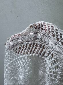 SHEIN Swim Summer Women Knitted Kimono Cover Up - White - View 8