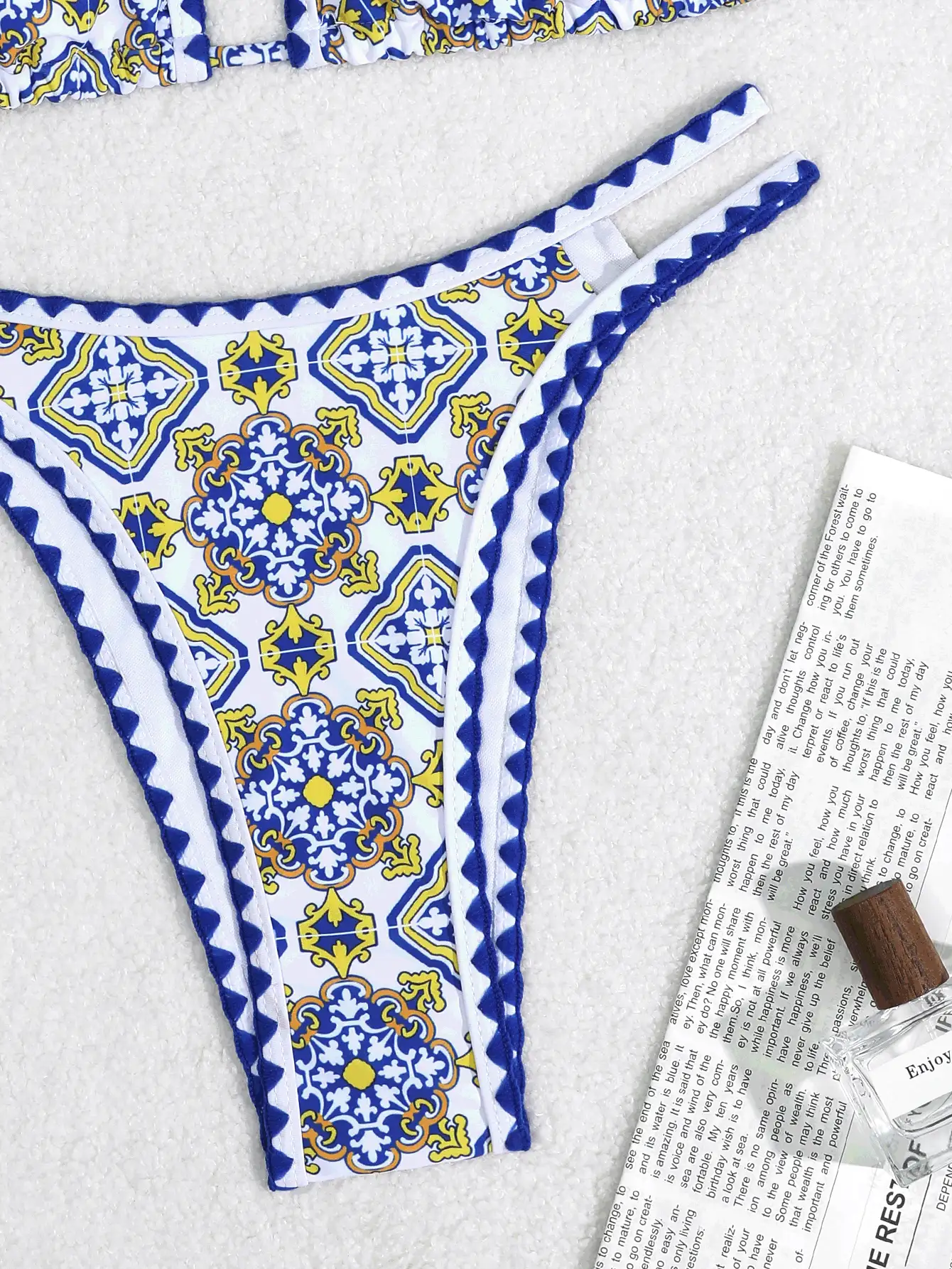 SHEIN Swim 女士复古印花比基尼套装夏季海滩 - 彩色 - 查看 4