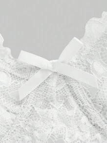 ROMWE Goth Sujetador con encaje y aro sólido de color para mujer con aro de soporte - Blanco - Ver 3