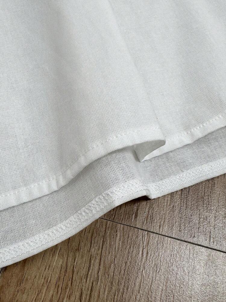 Cotton Comfortable Breathable Turn-Down Collar Shirt With Ruffle Hem Sleeves