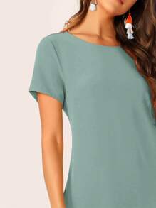 SHEIN Essnce Ladies" Fashionable Simple Style Woven Dress - Mint Green - View 4