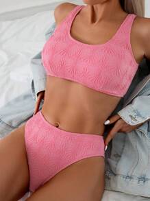 Swim Basics Summer Beach Ladies' Fashionable Solid Color Bikini Set With Separated Bikini Set