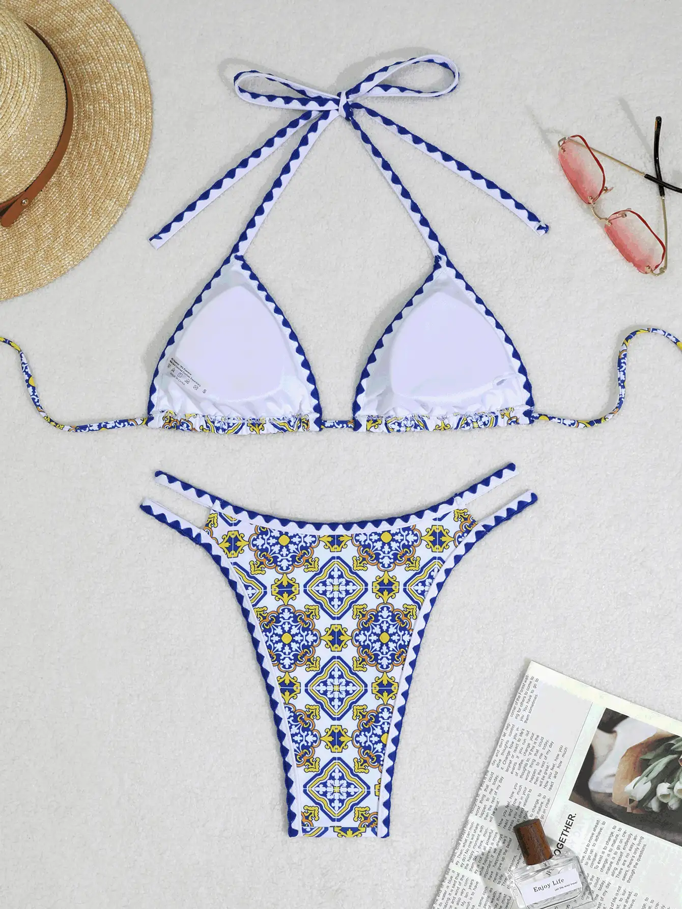 SHEIN Swim 女士复古印花比基尼套装夏季海滩 - 彩色 - 查看 2