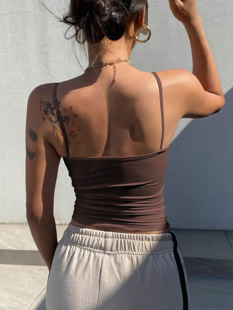 Women Solid Color Ruched Slim Fit Camisole Top For Summer Tops