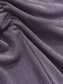 Dazy Designer 女士优雅褶裥高腰侧开衩鱼尾裙，适合夏季舞会 - 紫色 - 查看 8