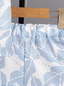 SHEIN Conjunto de camisa de manga corta y pantalones cortos de lino con estampado tropical de plantas para niño joven, ideal para vacaciones de verano