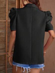 SHEIN Clasi Amplia manga con botones de resina y blazer de hombros rectos - Negro - Ver 2