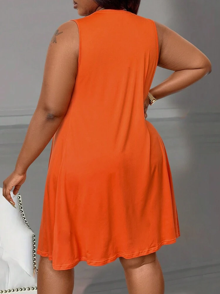 Plus Size Women Solid Color Sleeveless Long Duster Coat & Short Bandeau Top With Gradient Color Shorts Casual Outfit