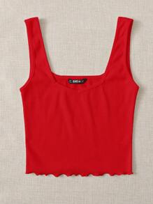 SHEIN Essnce Women Summer Solid Color Sweetheart Neck Casual Knitted Tank Top