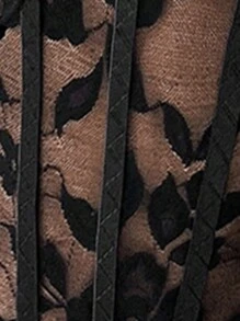 Allurite Women Perspective Lace-Up Fashionable Party Bodysuit - Black - View 7