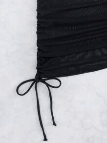 Swim SXY Ladies Solid Color Two-Piece Bikini Set For Vacation Summer Beach - Black - View 5