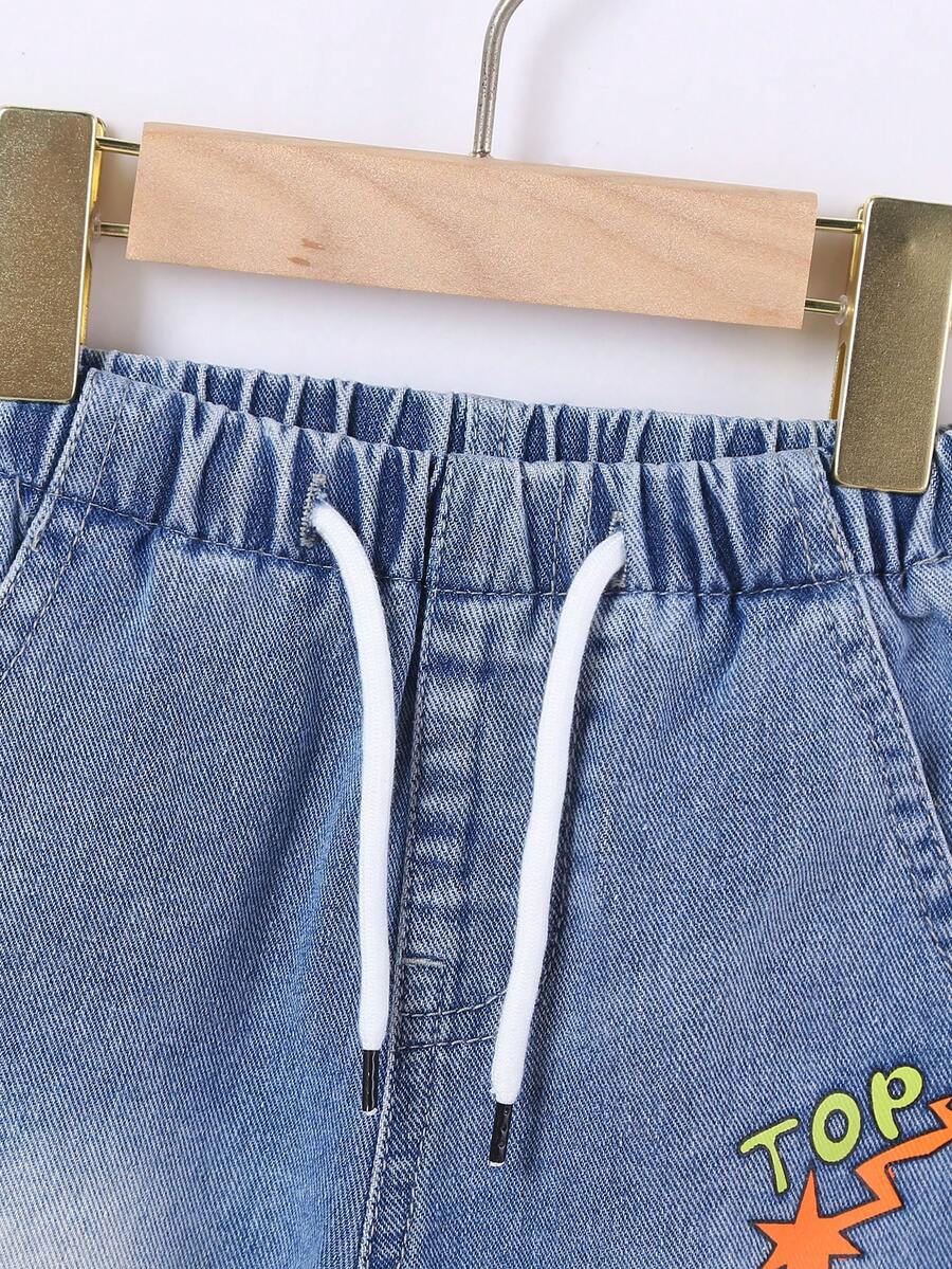 Vaqueros jogger informales y holgados para niño con letras lindas