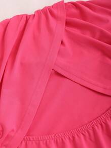 SHEIN Unity Ladies Hollow Out Pleated Bandeau Bodysuit - Pink - View 4