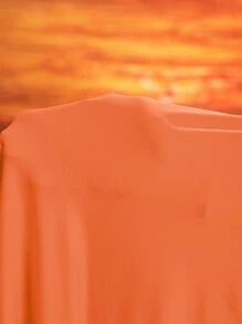 Slaydiva Vestido festivo sin tirantes con corte asimétrico alto-bajo - Naranja - Ver 4