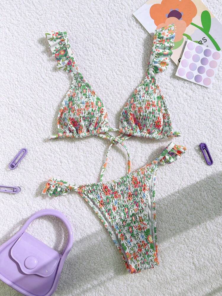 Women Fashionable Printed Loose Casual Bikini Set Summer Beach