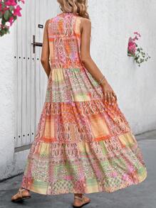 Breezaya Đầm Maxi Không Tay In Họa Tiết Paisley Lãng Mạn Phong Cách Kỳ Nghỉ Cho Nữ Trang Phục Đi Biển - Nhiều màu - Xem 2