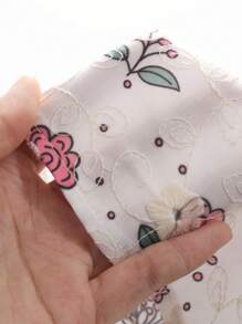 DAZY 夏季休闲植物印花婴儿彼得潘领泡泡袖短袖衬衫、短袖上衣 - 米色 - 查看 7