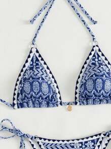 Swim Vcay 夏季海滩女士复古印花两件套比基尼套装