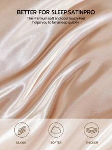 1pc Premium Silky Satin Flat Sheet, Soft Breatheable Wrink-Free Better For Sleep, Luxury Hotel Style, Gift For Mom Dad Friend, Champagne,Deep Pocket Bed Sheet, Soft And Breathable, For All Size Bed -Twin, Full, King, Queen Size Sheet