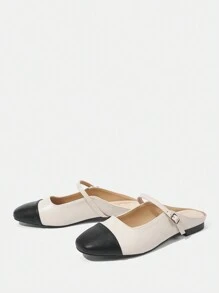CUCCOO DOLLMOD 2024 New Spring And Summer Women's Flat Shoes With Sweet Bow,, Buckle Strap And Open Heel In European And American Style - Black and White - View 9