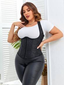 Apperloth A Plus Vintage Jacquard Print Hook And Eye Front Lace Up Back Underbust Waist Trainer Corset Shapewear Halter Top