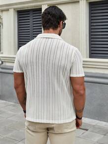 Men's Solid Color Short Sleeve Shirt For Daily Wear, Spring/Summer - Apricot - View 2