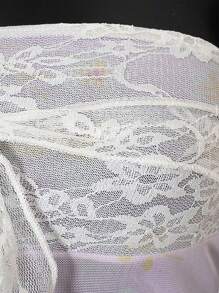 INAWLY Top sin tirantes con encaje, estampado floral, lazo y efecto moldeador para mujer en verano - Rosa - Ver 6