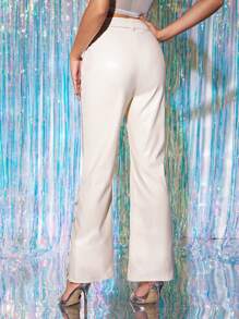 Zolique Women Solid Color Simple Daily Long Pants Fall Cloth For Women - Beige - View 2