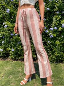 Breezaya Dames Color-Blocked Zomer Casual vakantiebroek met riem