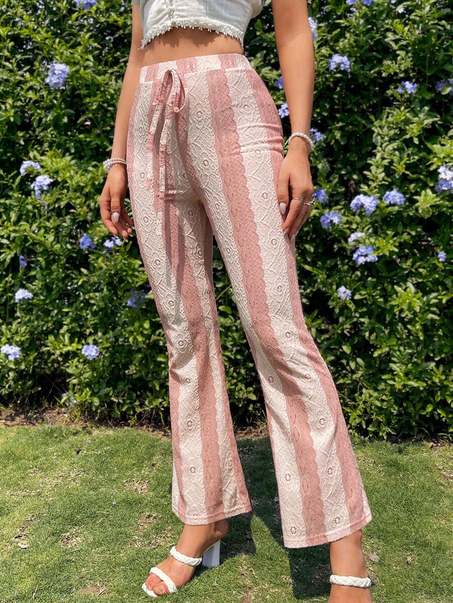 Breezaya Dames Color-Blocked Zomer Casual vakantiebroek met riem
