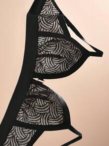 LUVLETTE Lingerie Lounge Curve Wireless Unlined V-Neck Lace Elegance Bralette Black Minimizer Bra Comfortable Must-Haves - Black - View 8