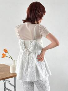 FRIFUL Damen luftige, elegante Camisole für den Sommer mit zerrissenen Kreuzträgern am Rücken und Babydoll-Oberteil