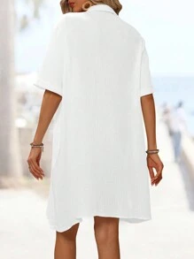 Breezaya Vestido de estilo camisa unicolor para mujer para el verano