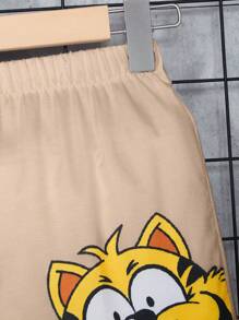 SHEIN Tween Boy Cool And Fashionable Short Sleeved Shirt And Shorts Spring Summer Set