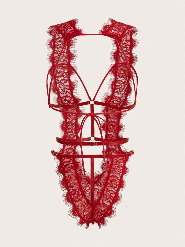 Women Hollow Out Lace Teddy Sexy Bodysuit