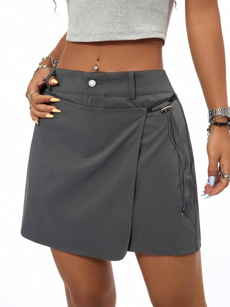 Fashionable Wrap Style Casual Skirt For Spring/Summer Outfits Mini Skirt