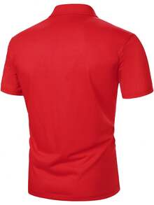 Manfinity Homme 男士簡約Polo衫，配有翻領設計 - 紅色 - 查看 4