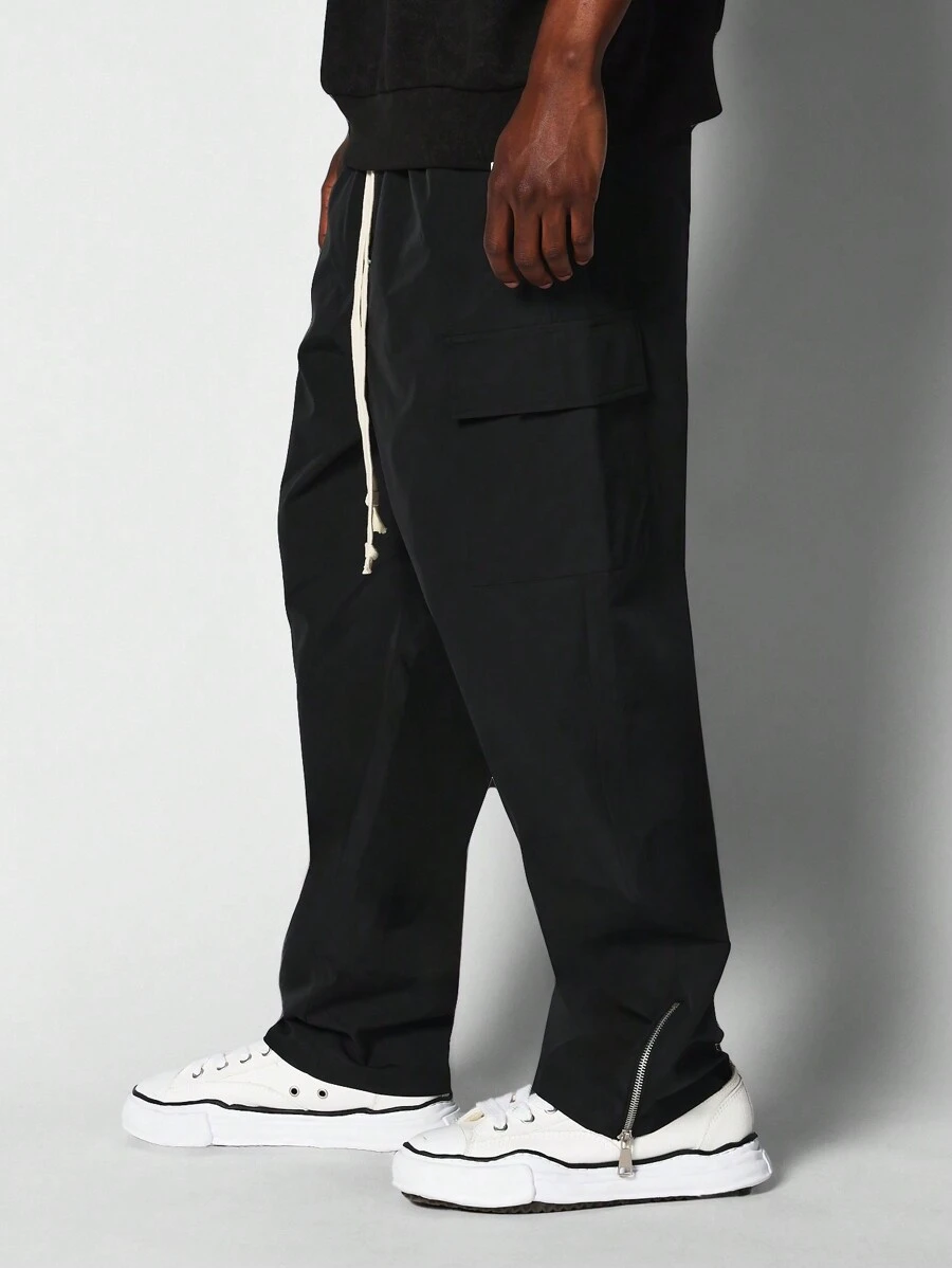 SUMWON Drop Crotch Nylon Pant - Black - View 1