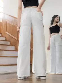 Tween Girl New Casual Fashionable Workwear Style Water Washed Straight Leg Jeans