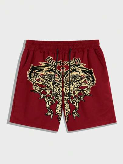 Street Life Men Summer Outdoor Drawstring Printed Shorts