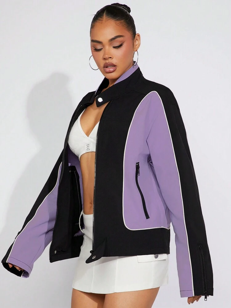 Colorblock Zip Up Jacket