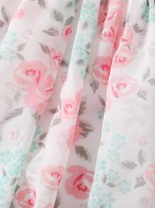 寶寶女孩可愛花卉印花抽褶荷葉邊連衣裙 - 彩色 - 查看 4