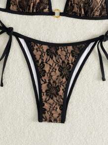 Swim Mod Conjunto de bikini para mujer con sujetador halter y parte de abajo